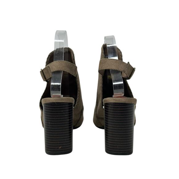 MIA Pat Brown Vegan Suede Open Toe and Heel Booties Sandals Size 10M - Picture 2 of 11